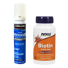 Spuma Minoxidil Kirkland 5%,  Biotin 5000 mcg, 60 capsule, Tratament pentru barba/par
