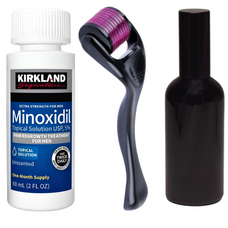 Minoxidil Kirkland 5%, 1 Luna Aplicare +Dermaroller + Dezinfectant Dermaroller, Tratament Pentru Barba / Scalp