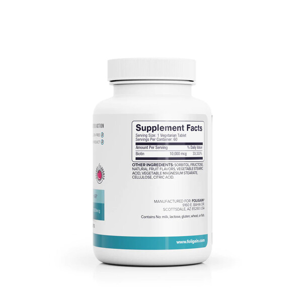 Foligain Biotina Regenerare Par 10,000mcg cu dizolvare rapida (aroma de cireșe) - 60 Tablete