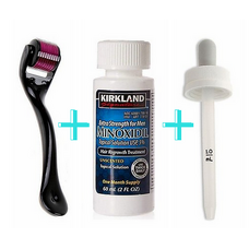 Minoxidil Kirkland 5% + Dermaroller + Pipeta Originala, Tratament Pentru Barba / Scalp
