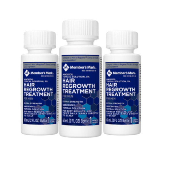 Minoxidil Member's Mark 5%, 3 Luni Aplicare ,Dermaroller Cu Carcasa Protectoare, Tratament Pentru Barba / Scalp