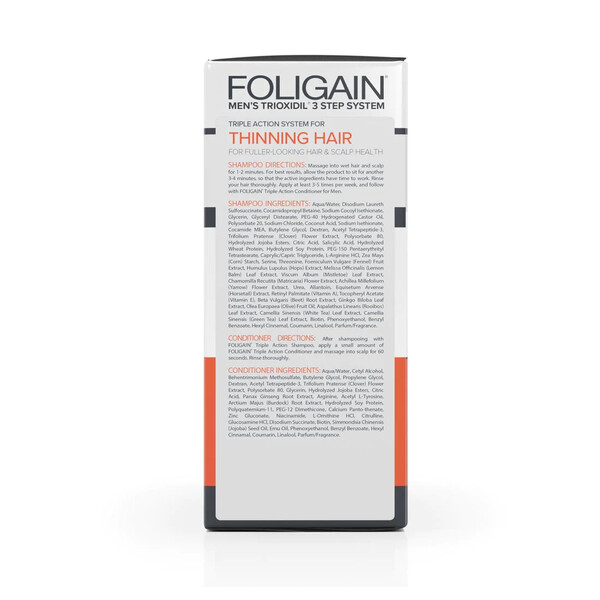 Sampon cu 2% Trioxidil, Balsam cu 2% Trioxidil si Lotiune cu 10% Trioxidil, Foligain Set Tripla Actiune, tratament impotriva caderii parului la barbati