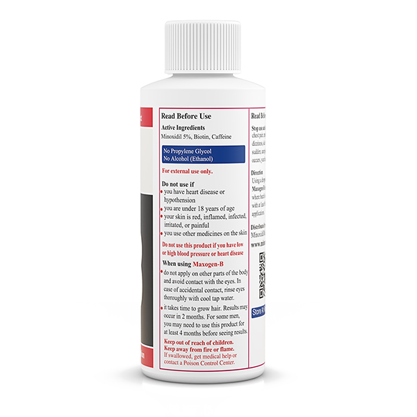 Minoxidil 5% Maxogen-B,  Absorbtie Rapida, fara PG, 1 lună aplicare, Tratament Pentru Barba / Scalp