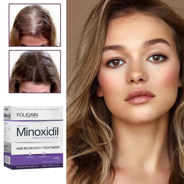 Minoxidil Foligain 2%, Pentru Femei, 1 Luna Aplicare, Now Biotin 5000 mcg, 60 capsule, Tratament Impotriva Caderii Parului La Femei