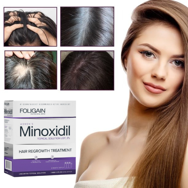 Minoxidil Foligain 2%, Pentru Femei, 1 Luna Aplicare, Now Biotin 5000 mcg, 60 capsule, Tratament Impotriva Caderii Parului La Femei