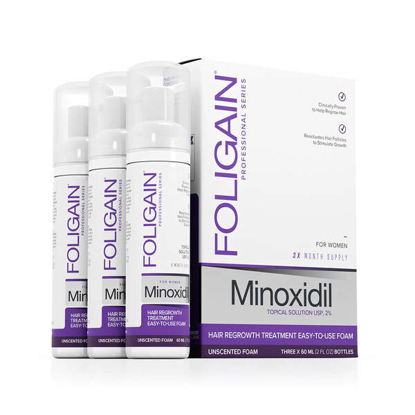 Spuma pentru regenerarea parului FOLIGAIN Minoxidil 2% pentru femei - Tratament pentru 3 luni