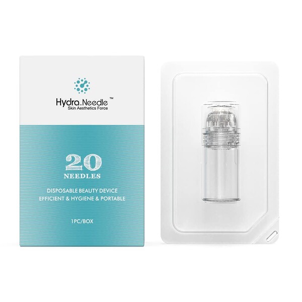 Dermaroller Hydra Needle 20, Aplicator de  ser cu micro ace Titan, Anti-îmbătrânire, Îngrijire față/păr și creșterea bărbii, Reutilizabil