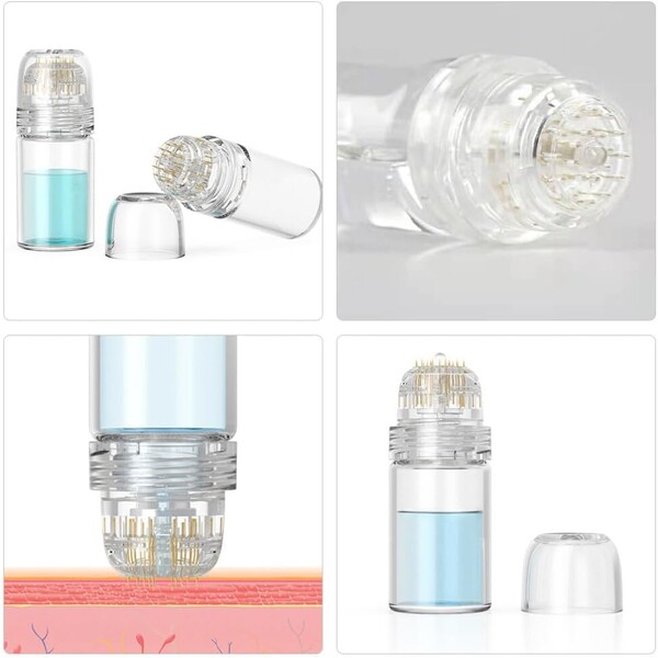 Dermaroller Hydra Needle 20, Aplicator de  ser cu micro ace Titan, Anti-îmbătrânire, Îngrijire față/păr și creșterea bărbii, Reutilizabil