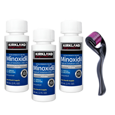 Minoxidil Kirkland 5%, 3 Luni Aplicare +Dermaroller, Tratament Pentru Barba / Scalp