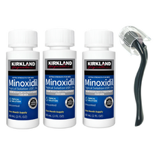 Minoxidil Kirkland 5%, 3 Luni Aplicare, Dermaroller Cu Capac Protector, Tratament Pentru Barba / Scalp
