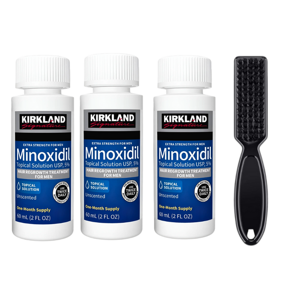 Minoxidil Kirkland 5%, 3 Luni Aplicare, Perie Curatare Impuritati, Tratament Pentru Barba / Scalp