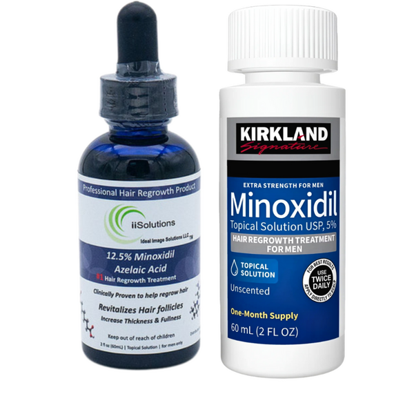 Minoxidil iiSolutions 12.5%, Minoxidil Kirkland 5%, 2 luni aplicare, Tratament Pentru Cresterea Parului / Barbii