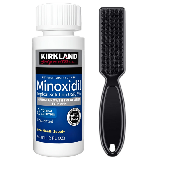 Minoxidil Kirkland 5%, 1 Luna Aplicare + Perie Curatare Impuritati, Tratament Pentru Barba / Scalp