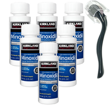 Minoxidil Kirkland 5%, 6 Luni Aplicare ,Dermaroller Cu Capac Protector,Tratament Pentru Barba / Scalp