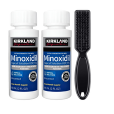 Minoxidil Kirkland 5%, 2 Luni Aplicare + Perie Curatare Impuritati, Tratament Pentru Barba / Scalp