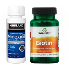 Minoxidil Kirkland 5% + Biotin 5000 mcg, 30 capsule mestecabile, Tratament pentru barba/scalp