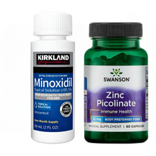 Minoxidil Kirkland 5% + Zinc Picolinate, 22 mg, Swanson, 60 capsule, Tratament pentru barba/scalp