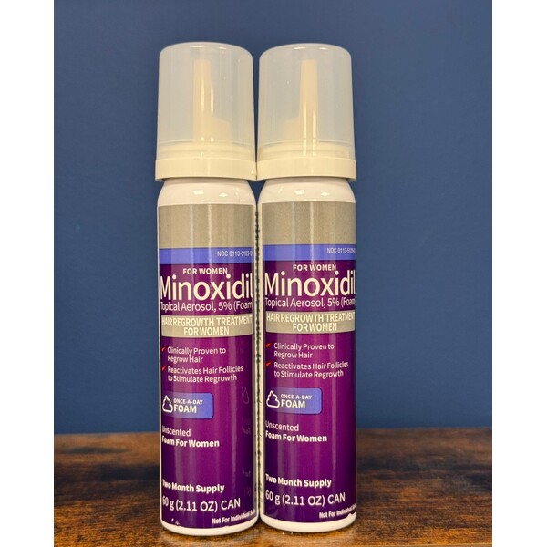 Tratament Anti-Cădere a Părului Kirkland Minoxidil 5% pentru Femei - Spumă Fără Parfum, 4 Luni Aplicare