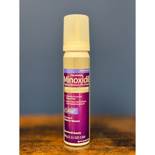 Tratament Anti-Cădere a Părului Kirkland Minoxidil 5% pentru Femei - Spumă Fără Parfum, 2 Luni Aplicare