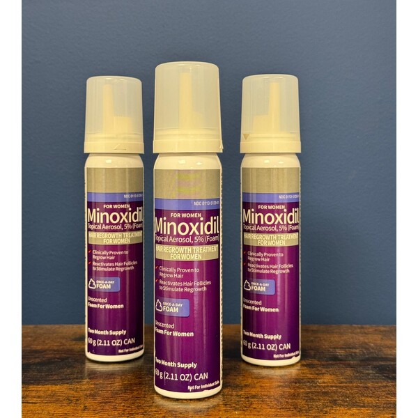 Tratament Anti-Cădere a Părului Kirkland Minoxidil 5% pentru Femei - Spumă Fără Parfum, 6 Luni Aplicare