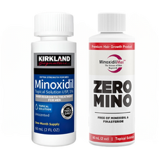 Set Complet pentru Creșterea Bărbii și Părului: MinoxidilMax Zero Mino și Minoxidil Kirkland 5% - Tratament Eficient pentru 1 Lună