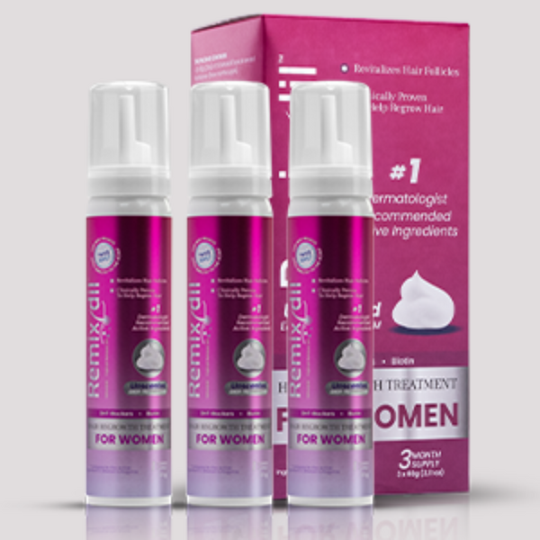 Spuma pentru Cresterea Parului la Femei, Remixidil, Minoxidil 5%, Blocant DHT si Biotina, 3 luni aplicare