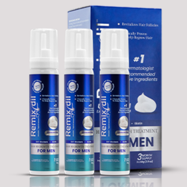Spuma pentru Cresterea Parului la Barbati, Remixidil, Minoxidil 5%, Blocant DHT si Biotina, 3 luni aplicare