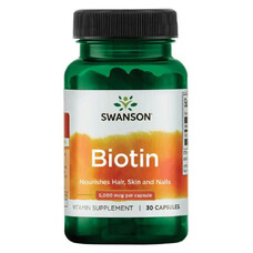 Biotin Swanson, 5000 mcg, 30 capsule masticabile, 1 luna utilizare, Tratament pentru barba/par