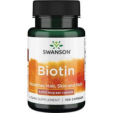 Biotin Swanson, 5000 mcg, 100 capsule masticabile,3,5 luni utilizare, Tratament pentru barba/scalp