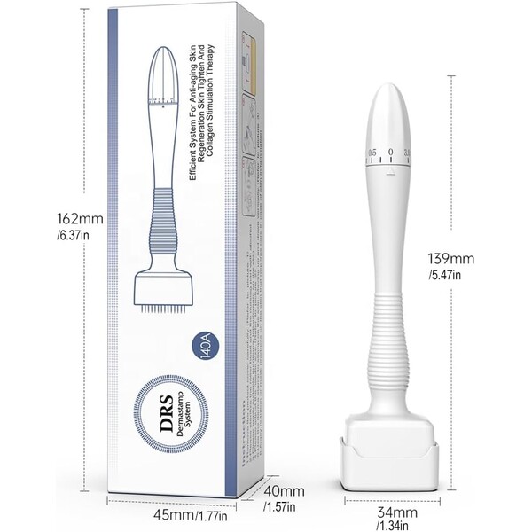 Set Creștere Barba și Păr: Minoxidil Kirkland 5% + Derma Stamp 140 Ace, Marimi Reglabile (0.5mm - 3mm)