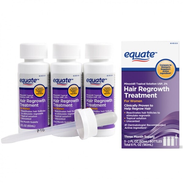 Minoxidil Equate 2%, Pentru Femei, 3 Luni Aplicare, Tratament Impotriva Caderii Parului