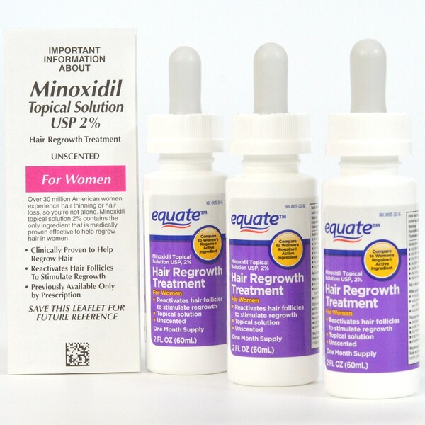 Minoxidil Equate 2%, Pentru Femei, 3 Luni Aplicare, Tratament Impotriva Caderii Parului