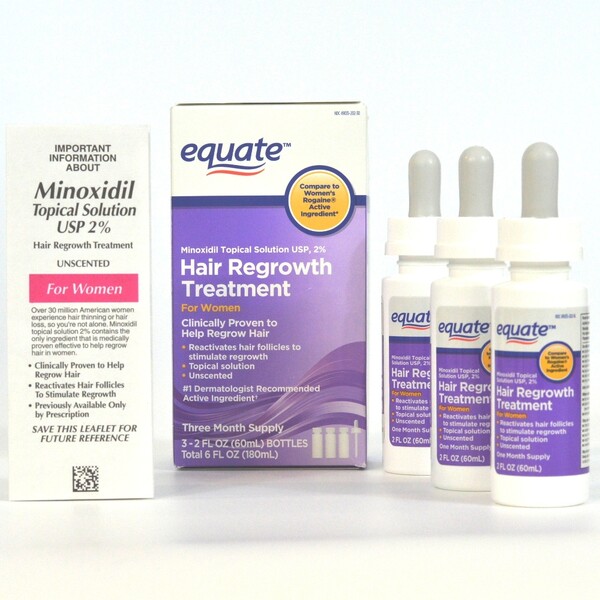 Minoxidil Equate 2%, Pentru Femei, 3 Luni Aplicare, Tratament Impotriva Caderii Parului
